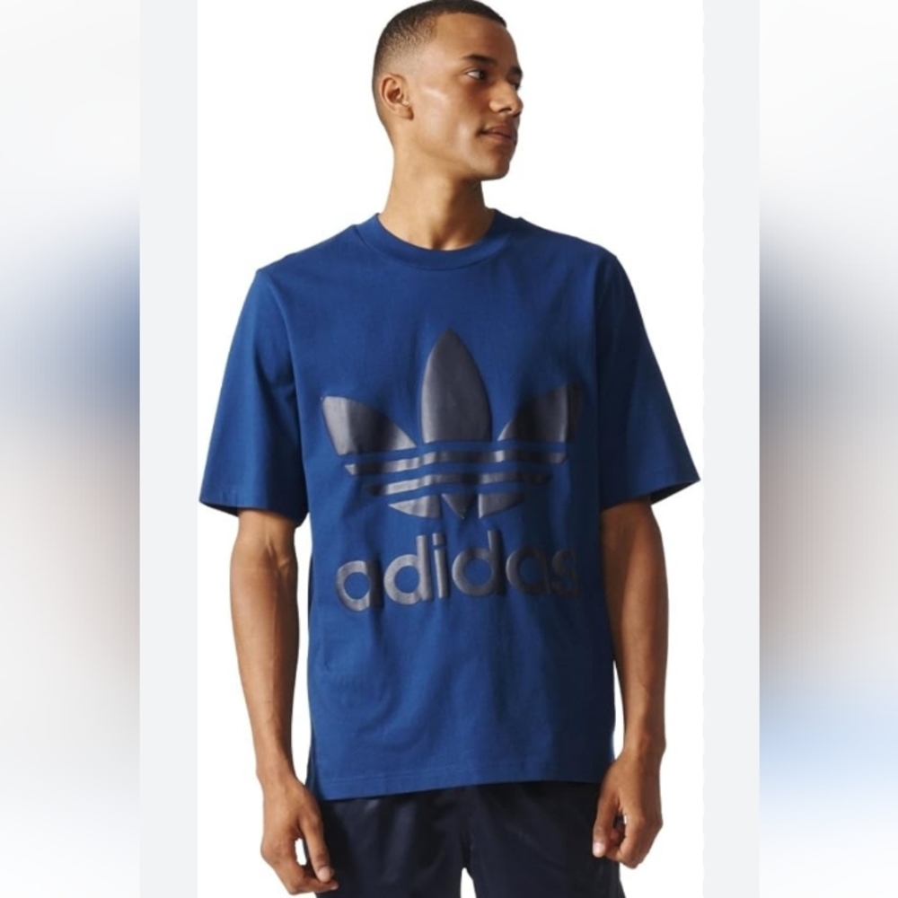 New ADIDAS Mens AC Boxy Tee Medium Midnight Blue/Black Logo